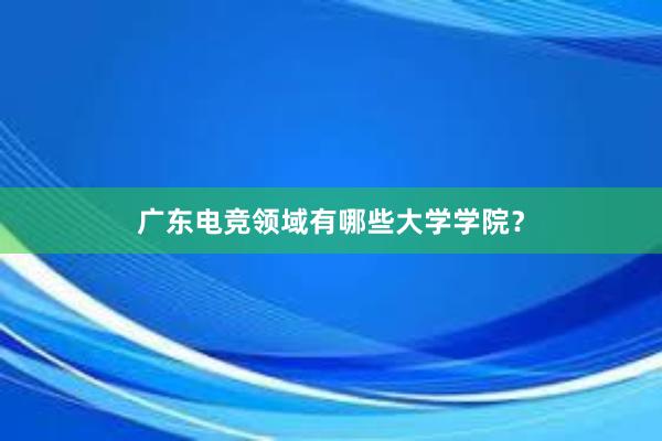 广东电竞领域有哪些大学学院？